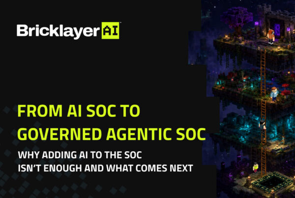 A pixelated scene of floating islands with characters and glowing structures, illustrating AI evolution from SOC to agentic