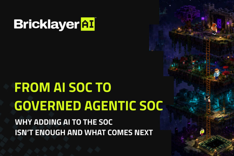 A pixelated scene of floating islands with characters and glowing structures, illustrating AI evolution from SOC to agentic