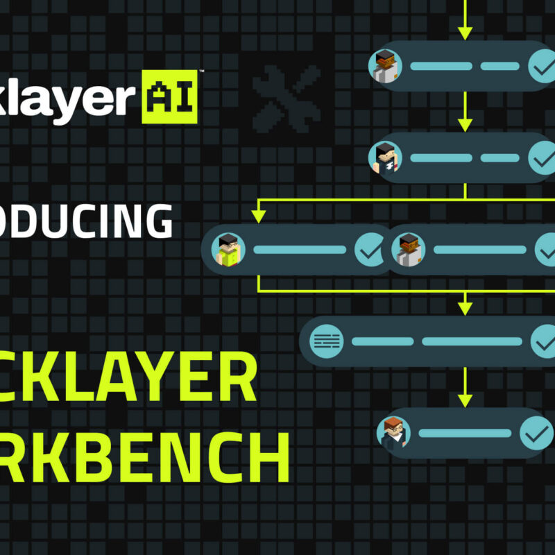 Flowchart illustrating the steps in creating a bricklayer workbench with icons and checkmarks.